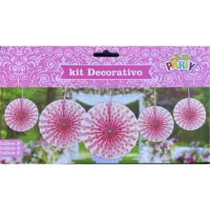 ESTRELA DECORATIVA ROSA COM POA DOURADA