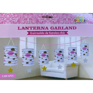 LANTERNA GARLAND PRETO COM EST.PRATA E DOURADA.