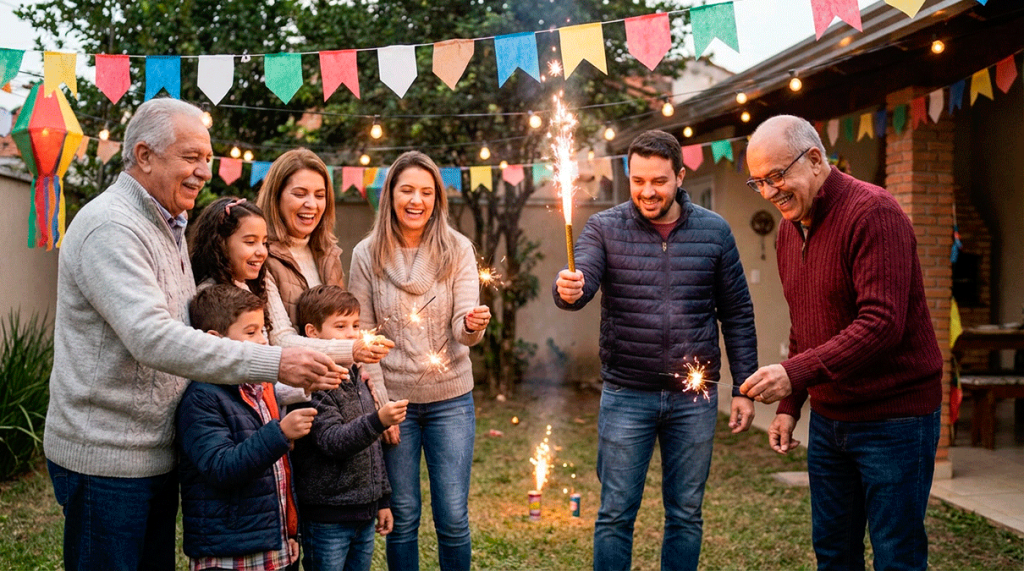 ai organizar um Arraiá? Descubra quais fogos comprar para garantir a diversão de crianças e adultos com segurança. Conheça a linha junina da Jupiter Fogos.